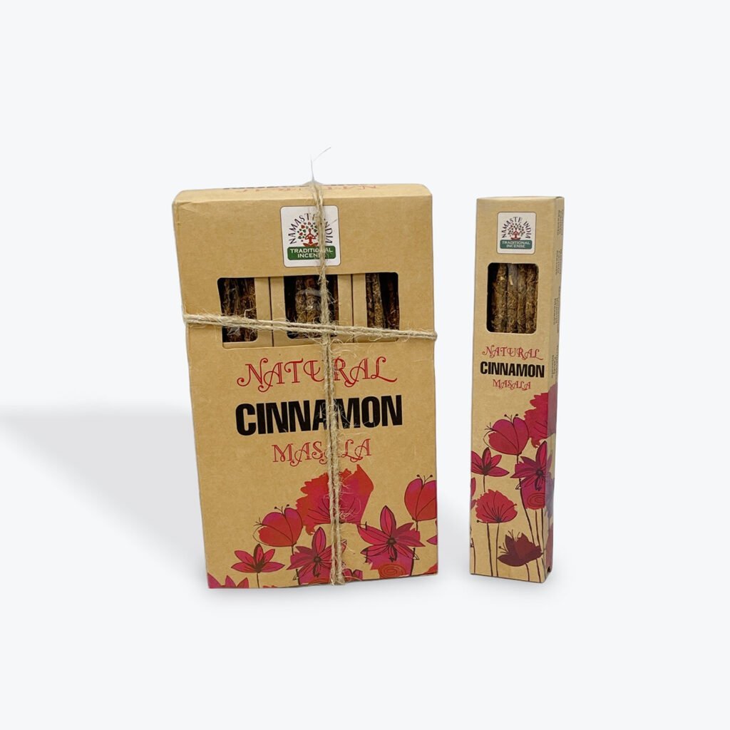 Natural Cinnamon Masala incense sticks in eco-friendly packaging