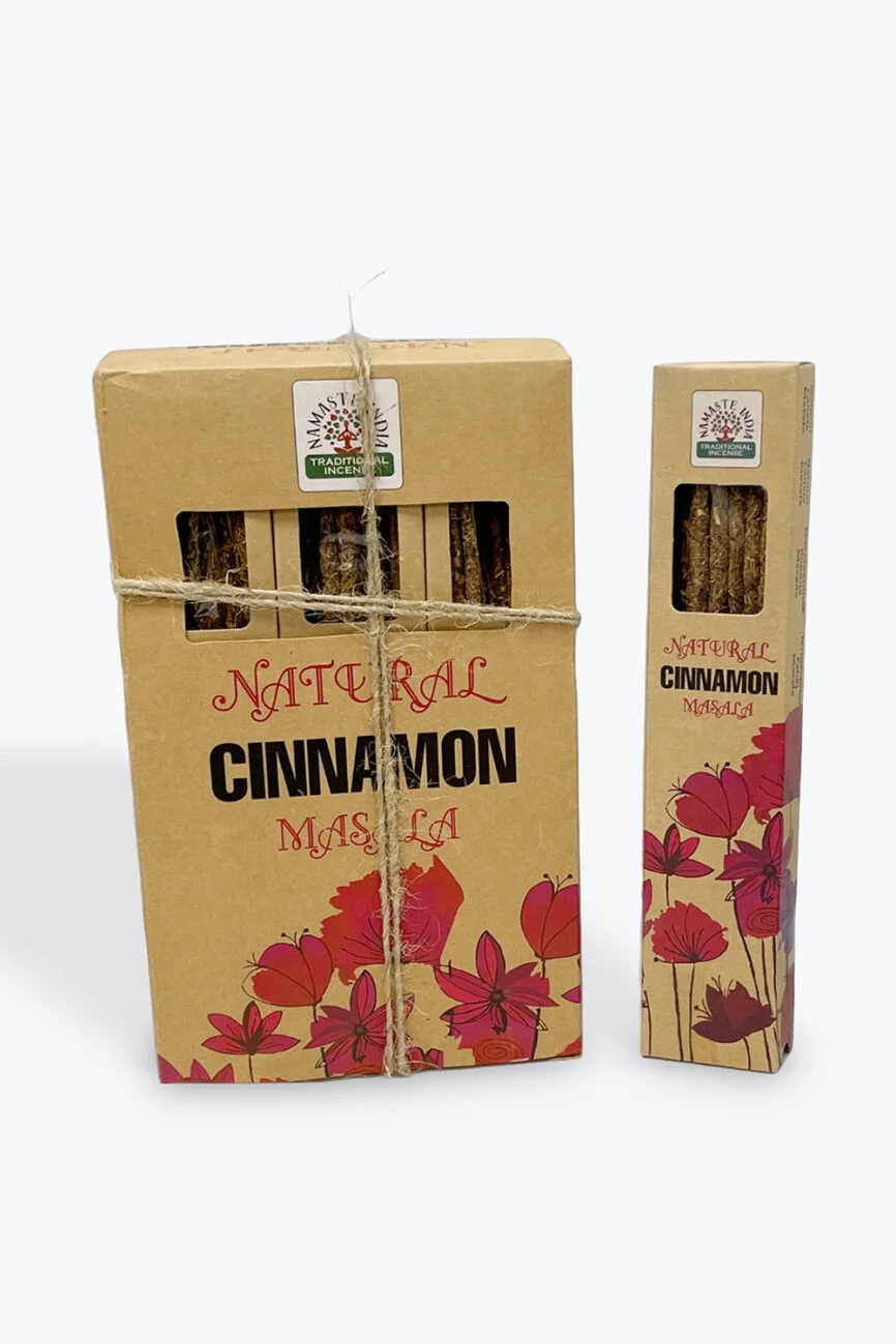 Natural Cinnamon Masala incense sticks in eco-friendly packaging