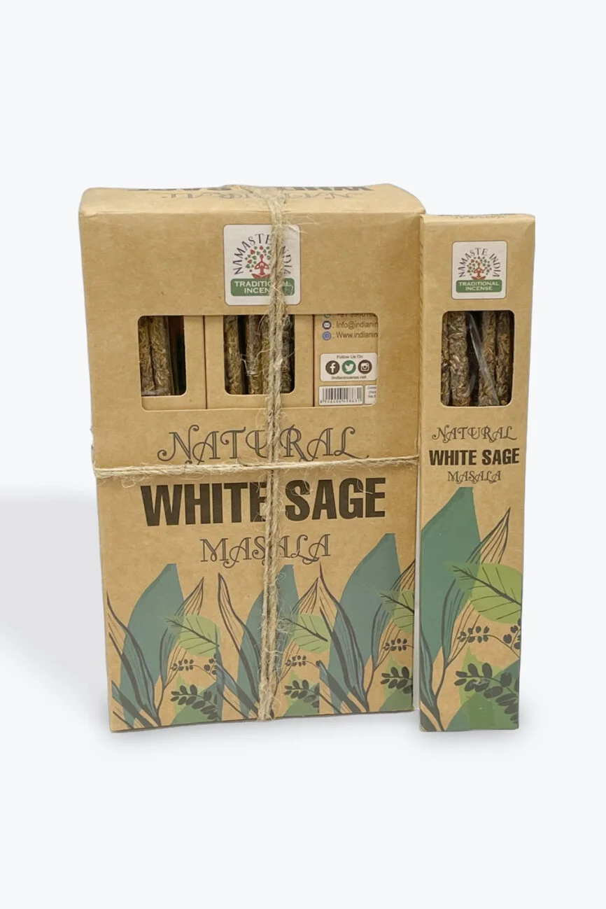 Natural White Sage Masala incense sticks in eco-friendly packaging