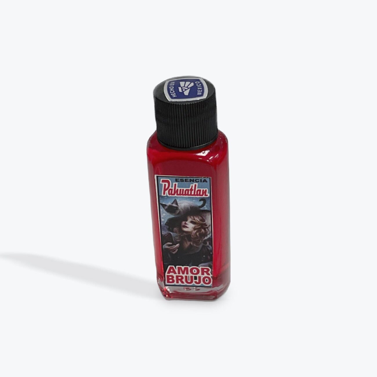 Red bottle of Pahuantlan Amor Brujo essence oil